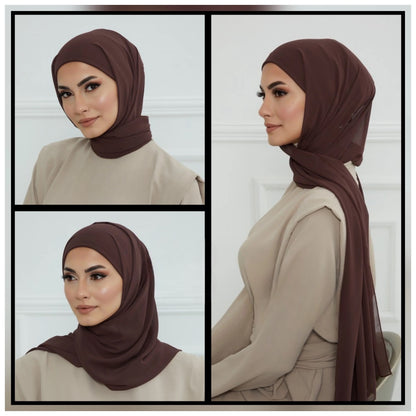 Chiffon instant Hijab with attached cap