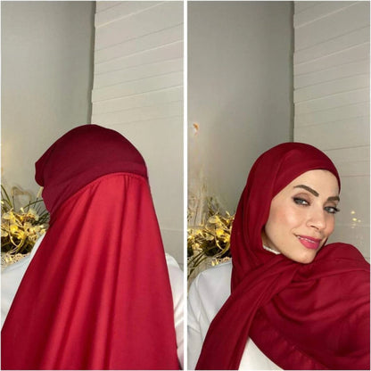 Chiffon instant Hijab with attached cap