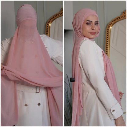 Chiffon instant Hijab with attached cap