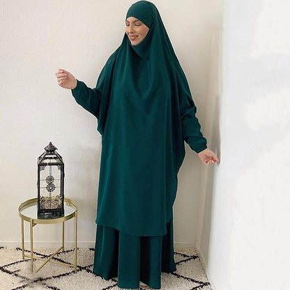 Flowing Jilbab Set with Long Hijab & Skirt