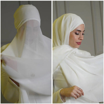 Chiffon instant Hijab with attached cap