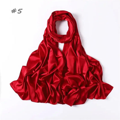 Women Solid Satin Silk Hijab Scarf