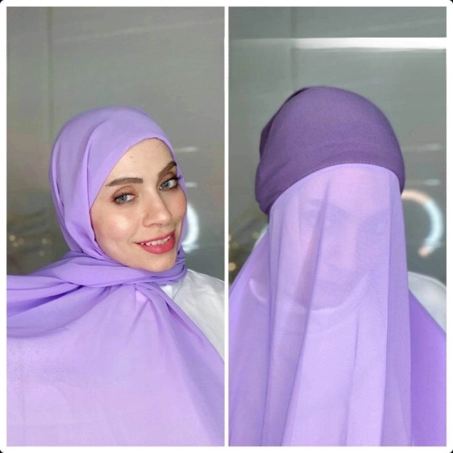 Chiffon instant Hijab with attached cap