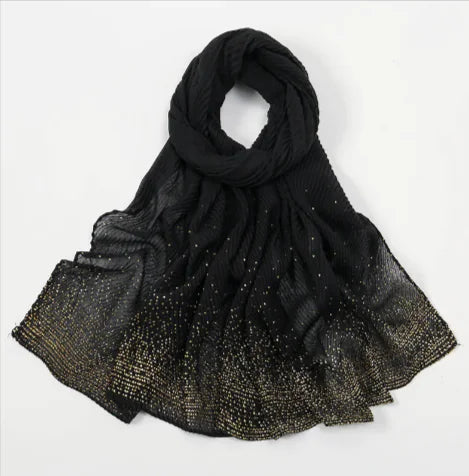 Gilded Crumpled Solid Color Polyester Scarf for Women