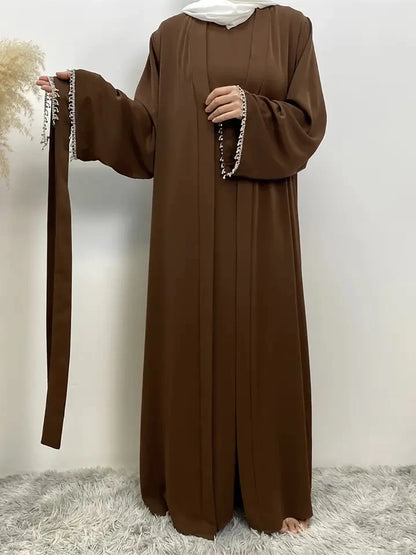 Abaya Set with rhinestone and Inner Dress