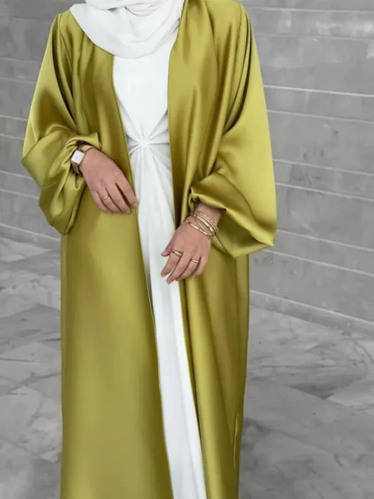 Satin Open Abaya Kimono