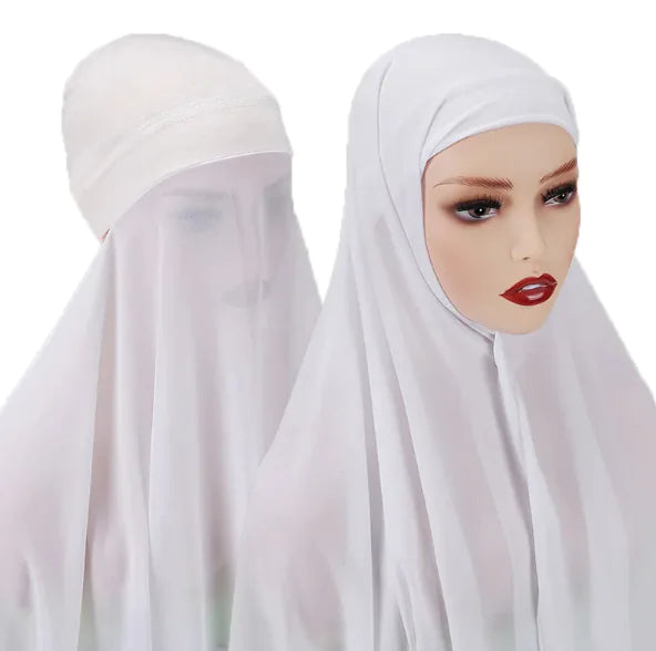 Chiffon instant Hijab with attached cap