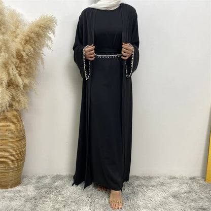 Abaya Set with rhinestone and Inner Dress