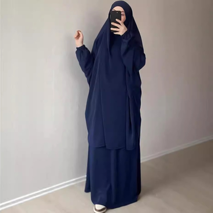 Flowing Jilbab Set with Long Hijab & Skirt