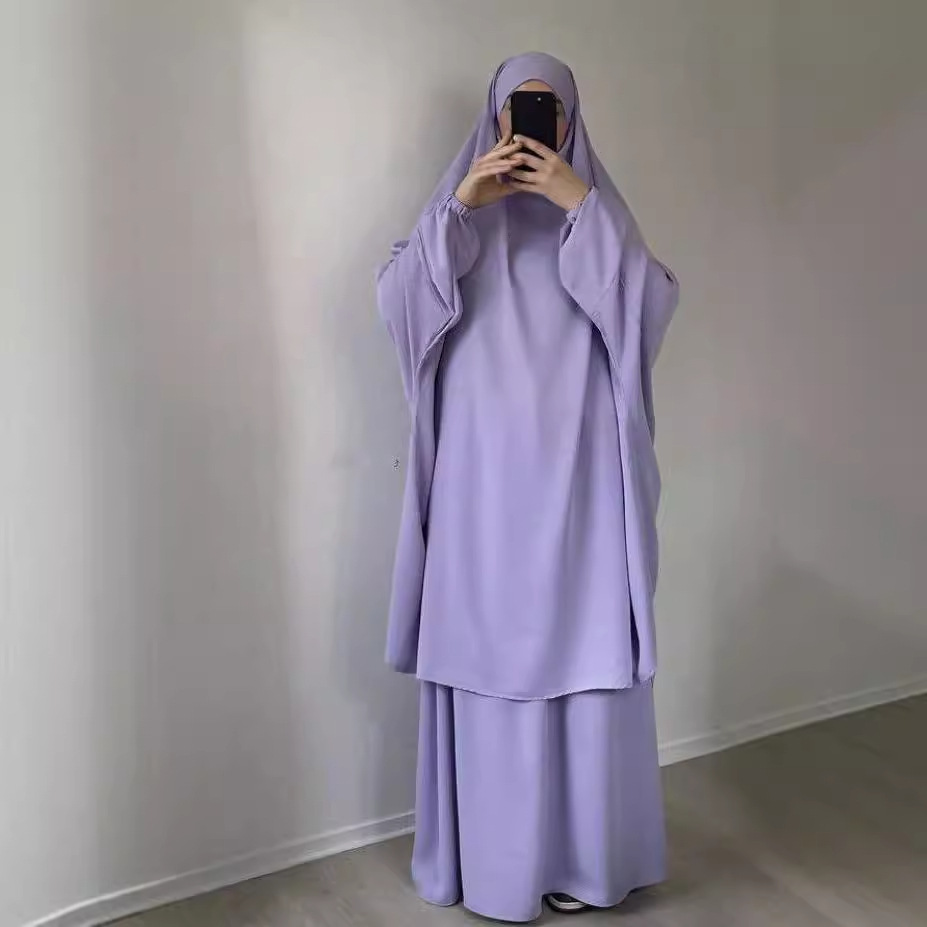 Flowing Jilbab Set with Long Hijab & Skirt