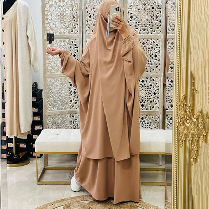 Flowing Jilbab Set with Long Hijab & Skirt