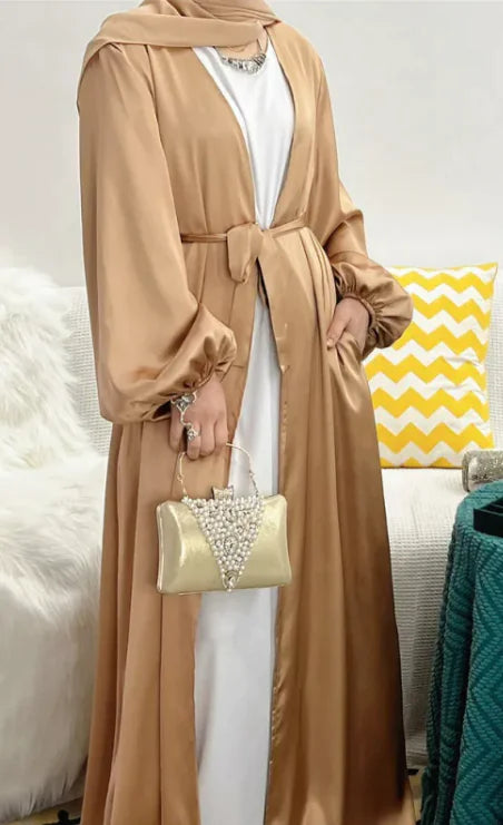 Satin Open Abaya Kimono