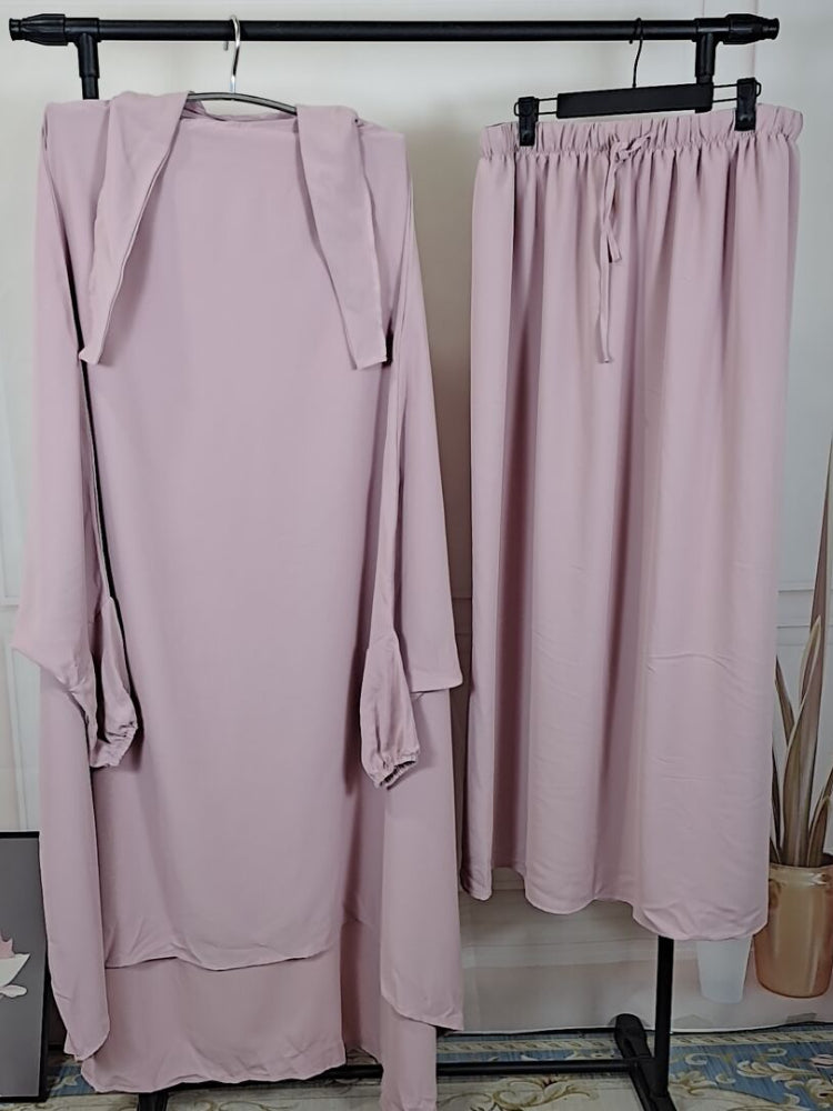 Flowing Jilbab Set with Long Hijab & Skirt