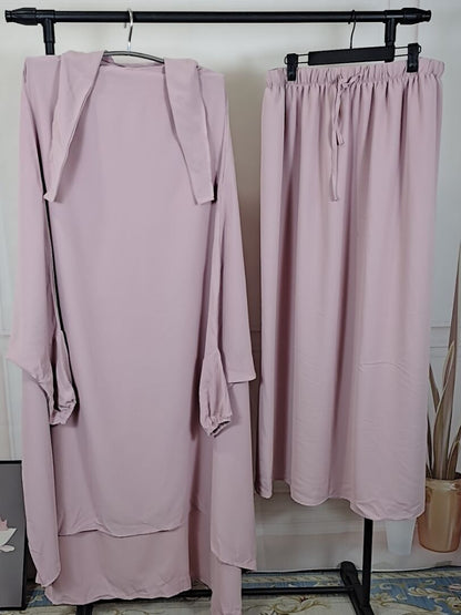 Flowing Jilbab Set with Long Hijab & Skirt