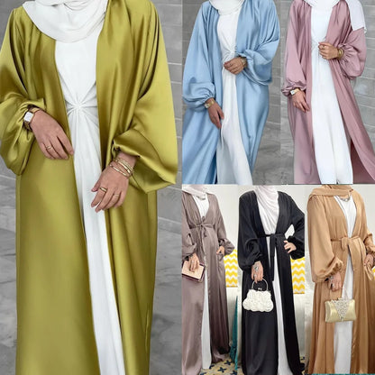 Satin Open Abaya Kimono