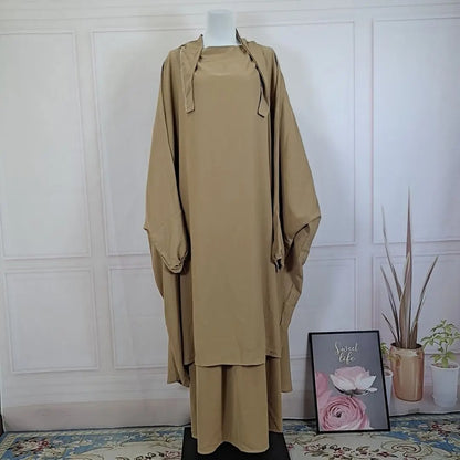 Flowing Jilbab Set with Long Hijab & Skirt