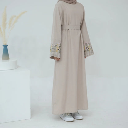 Floral Embroidery Muslim Dress for Women