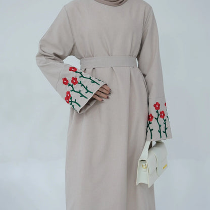 Floral Embroidery Muslim Dress for Women