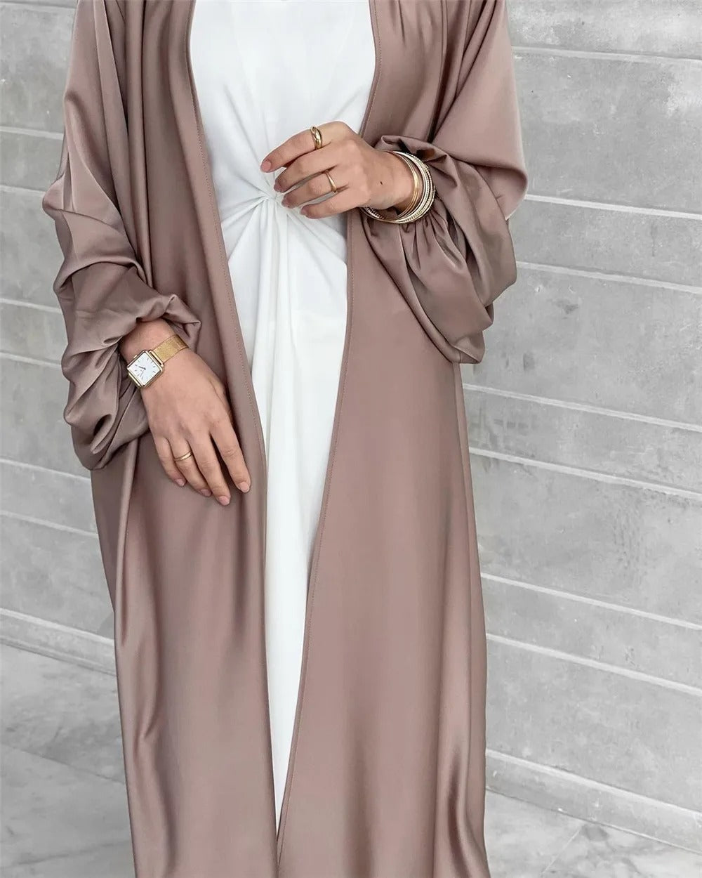 Satin Open Abaya Kimono