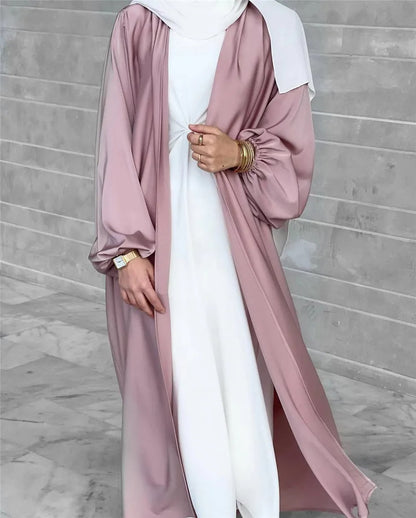 Satin Open Abaya Kimono