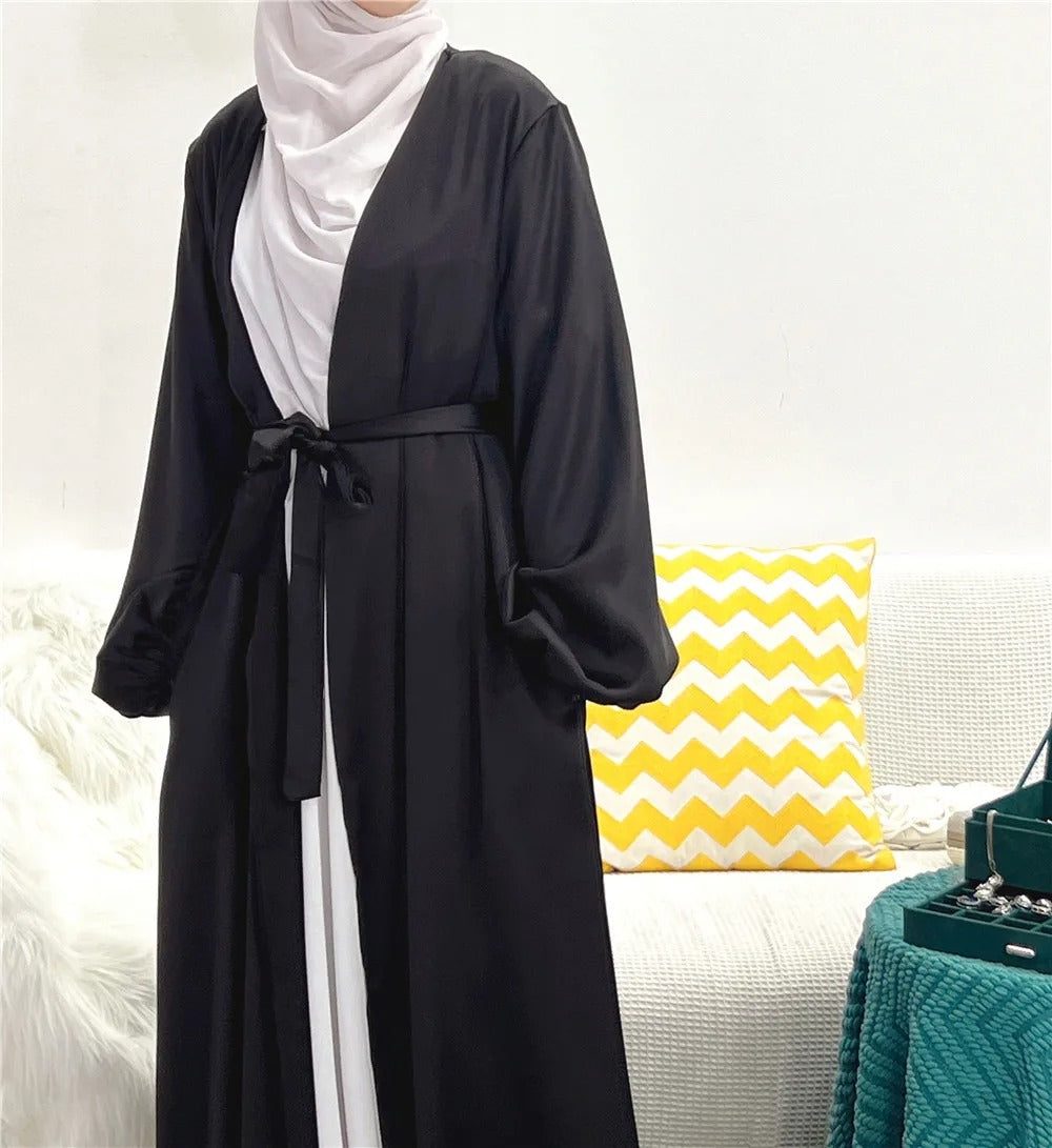 Satin Open Abaya Kimono