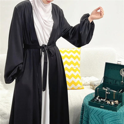 Satin Open Abaya Kimono