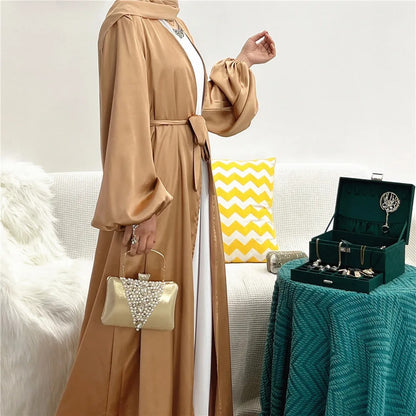 Satin Open Abaya Kimono