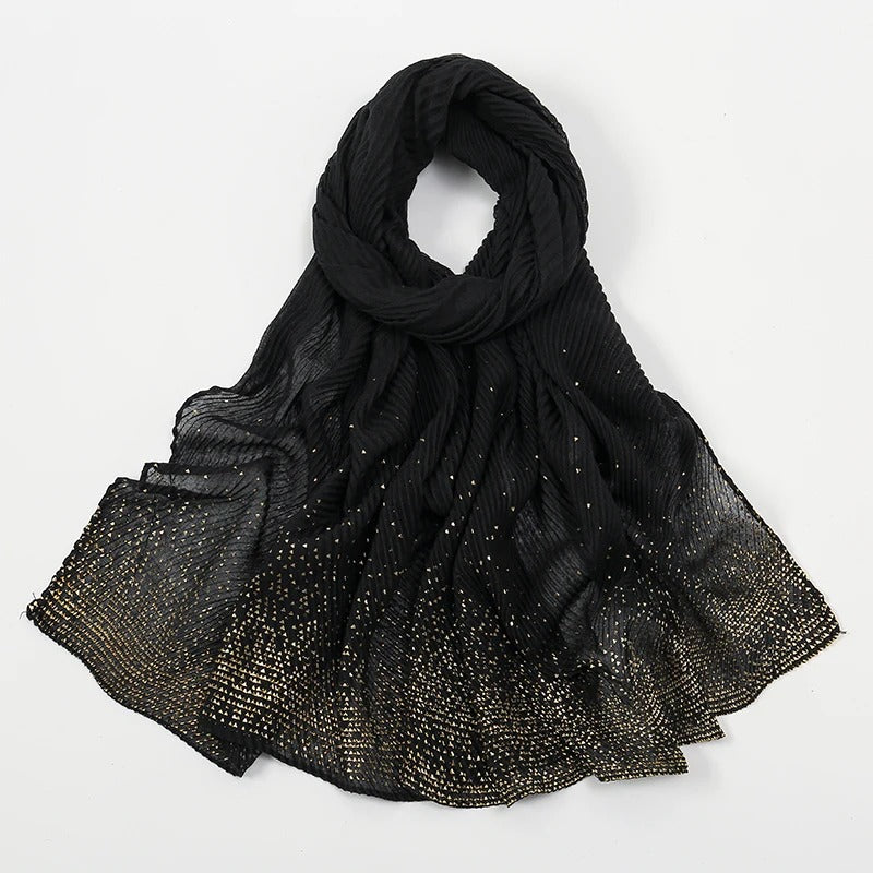 Gilded Crumpled Solid Color Polyester Scarf for Women