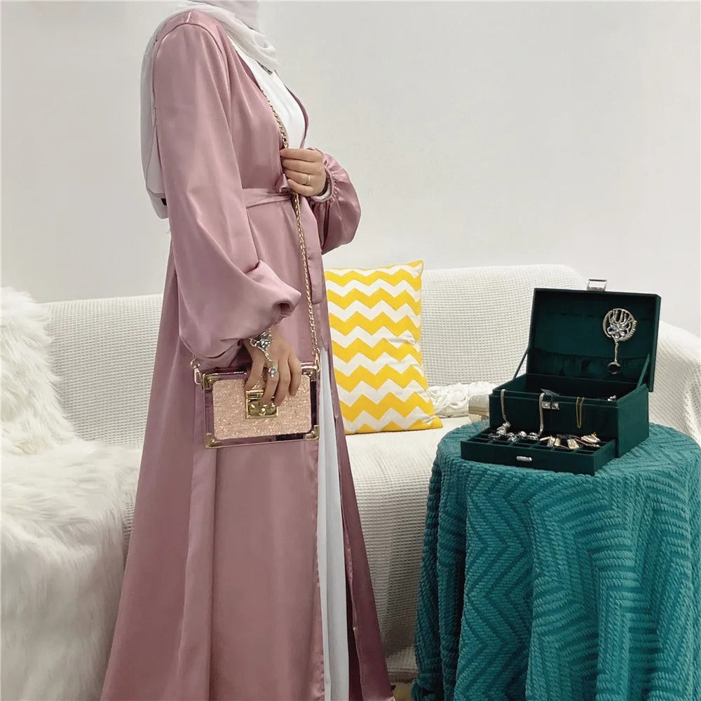 Satin Open Abaya Kimono