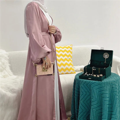 Satin Open Abaya Kimono