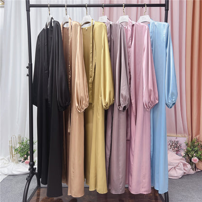 Satin Open Abaya Kimono