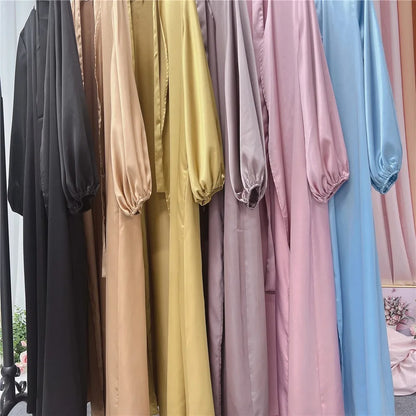 Satin Open Abaya Kimono