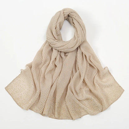 Gilded Crumpled Solid Color Polyester Scarf for Women