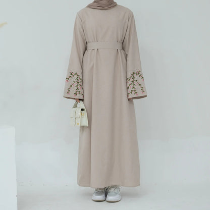 Floral Embroidery Muslim Dress for Women