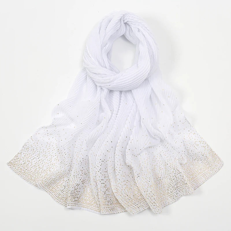 Gilded Crumpled Solid Color Polyester Scarf for Women