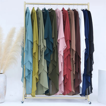 Bad Solid Color Front And Rear Double-layer Chiffon Large Swing Headscarf