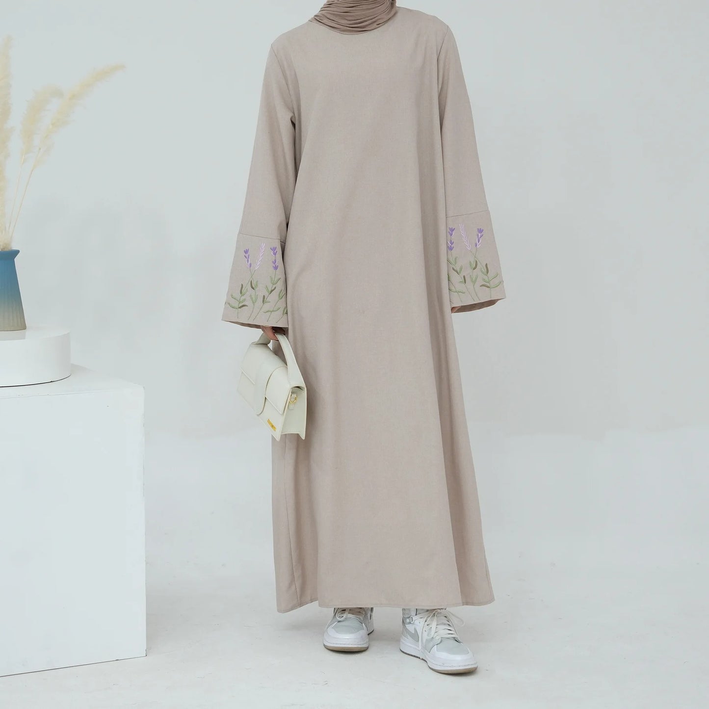 Floral Embroidery Muslim Dress for Women