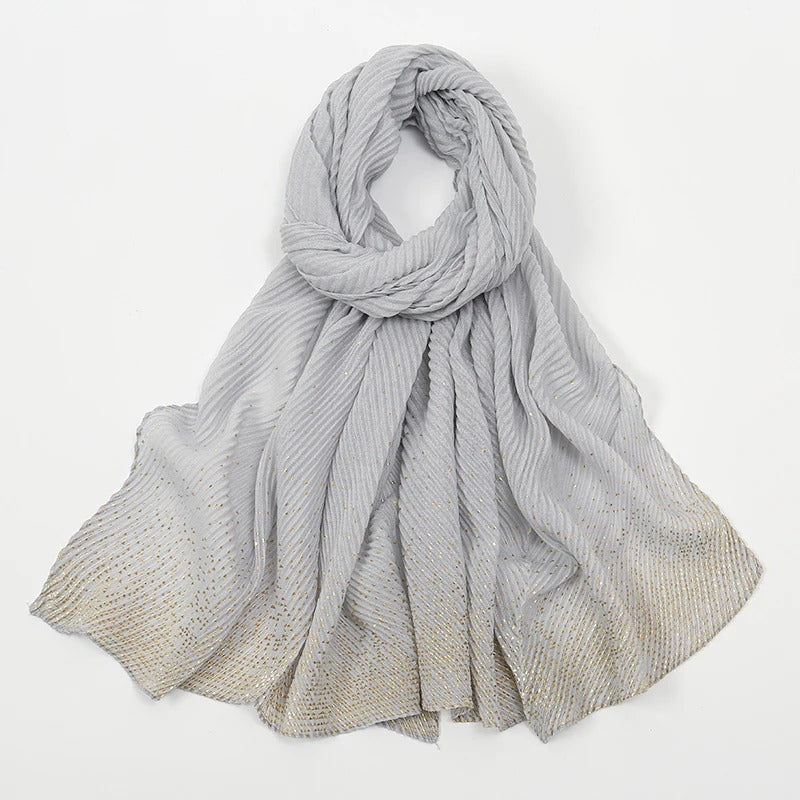 Gilded Crumpled Solid Color Polyester Scarf for Women