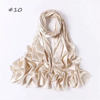 Women Solid Satin Silk Hijab Scarf