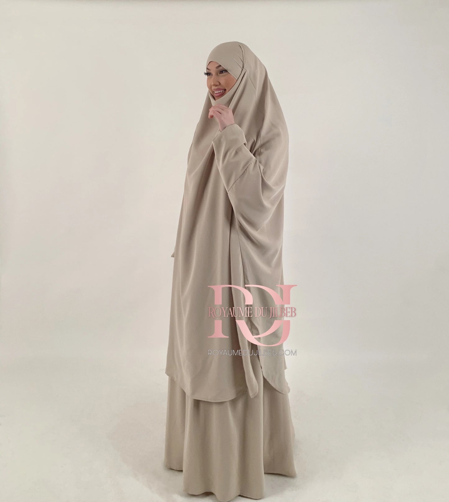 Women's 2-Piece Jilbab Set: Muslim Prayer Garment with Long Khimar and Niqab - Ramadan Abaya Dress