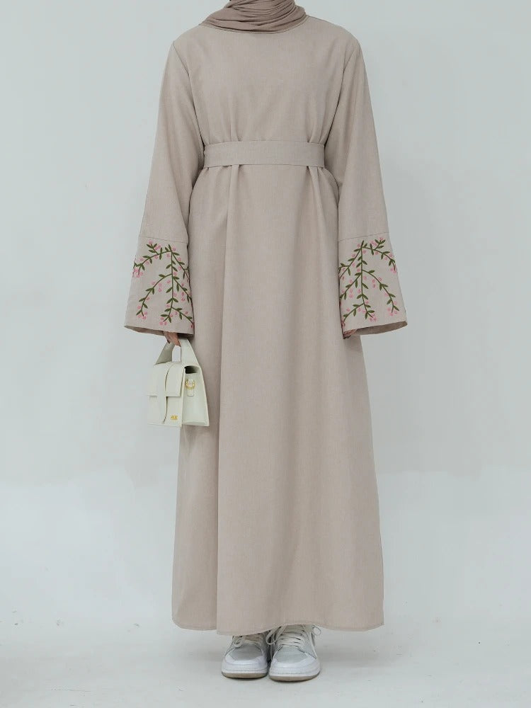 Floral Embroidery Muslim Dress for Women