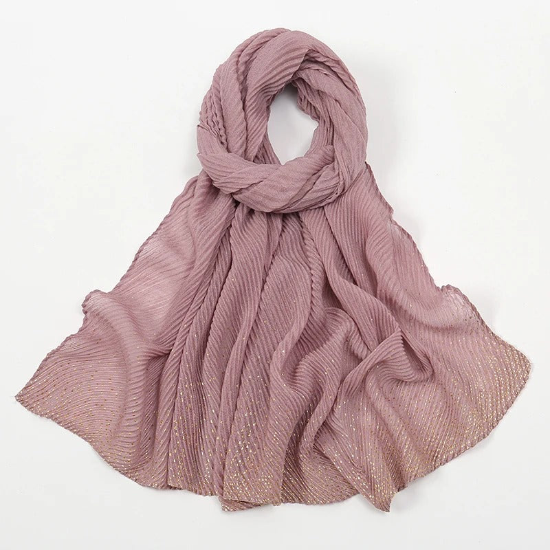 Gilded Crumpled Solid Color Polyester Scarf for Women