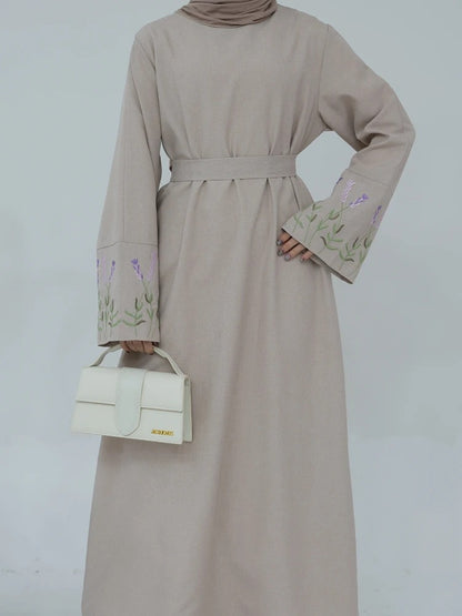 Floral Embroidery Muslim Dress for Women