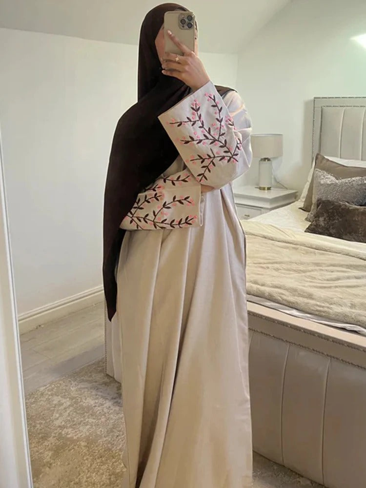 Floral Embroidery Muslim Dress for Women