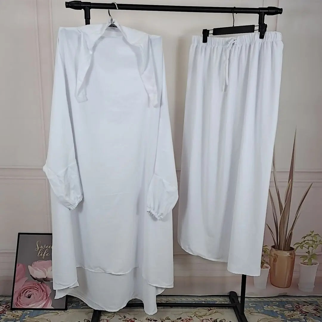 Women's 2-Piece Jilbab Set: Muslim Prayer Garment with Long Khimar and Niqab - Ramadan Abaya Dress