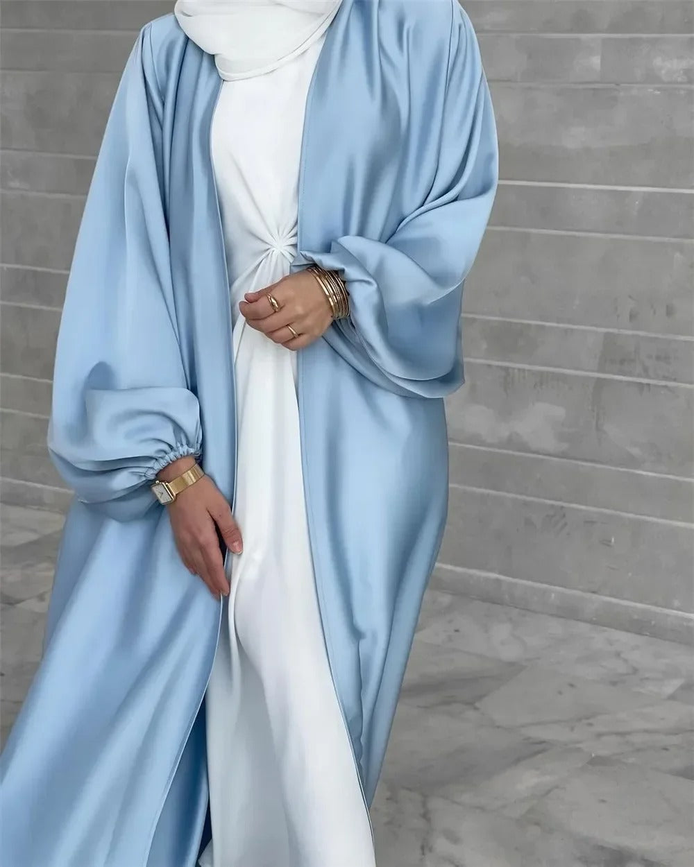 Satin Open Abaya Kimono