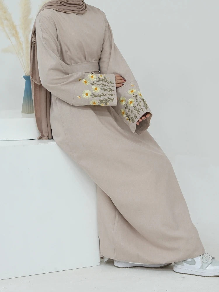 Floral Embroidery Muslim Dress for Women