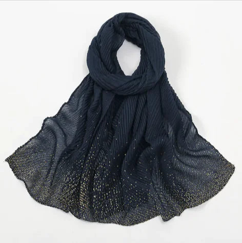 Gilded Crumpled Solid Color Polyester Scarf for Women