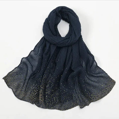 Gilded Crumpled Solid Color Polyester Scarf for Women