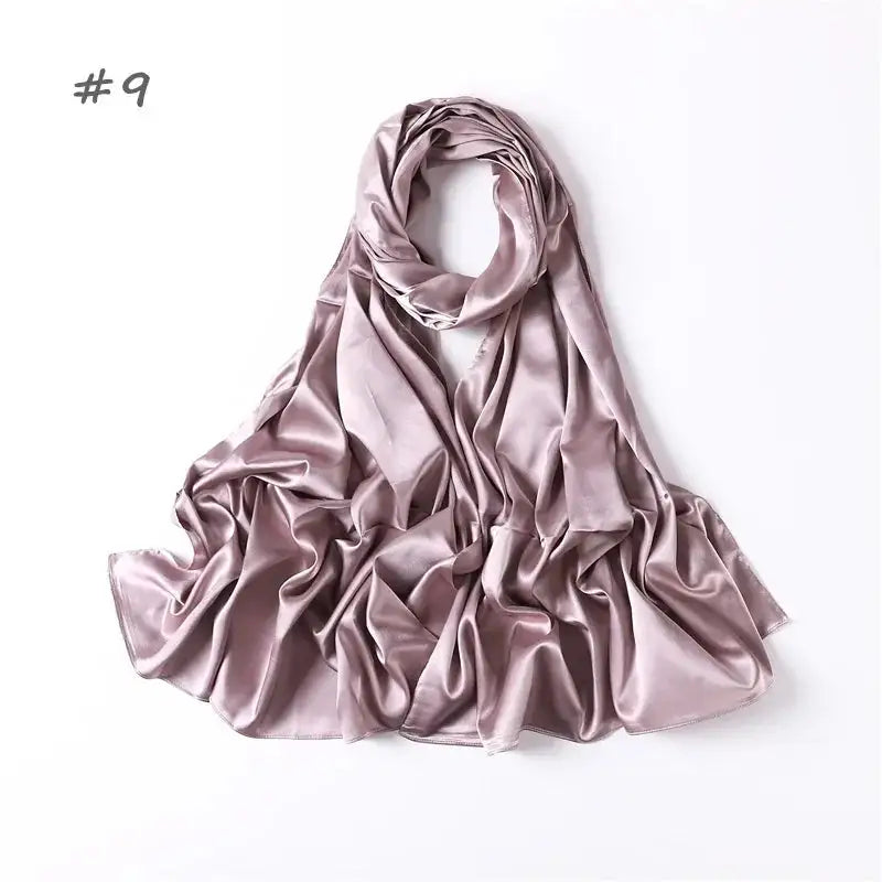 Women Solid Satin Silk Hijab Scarf